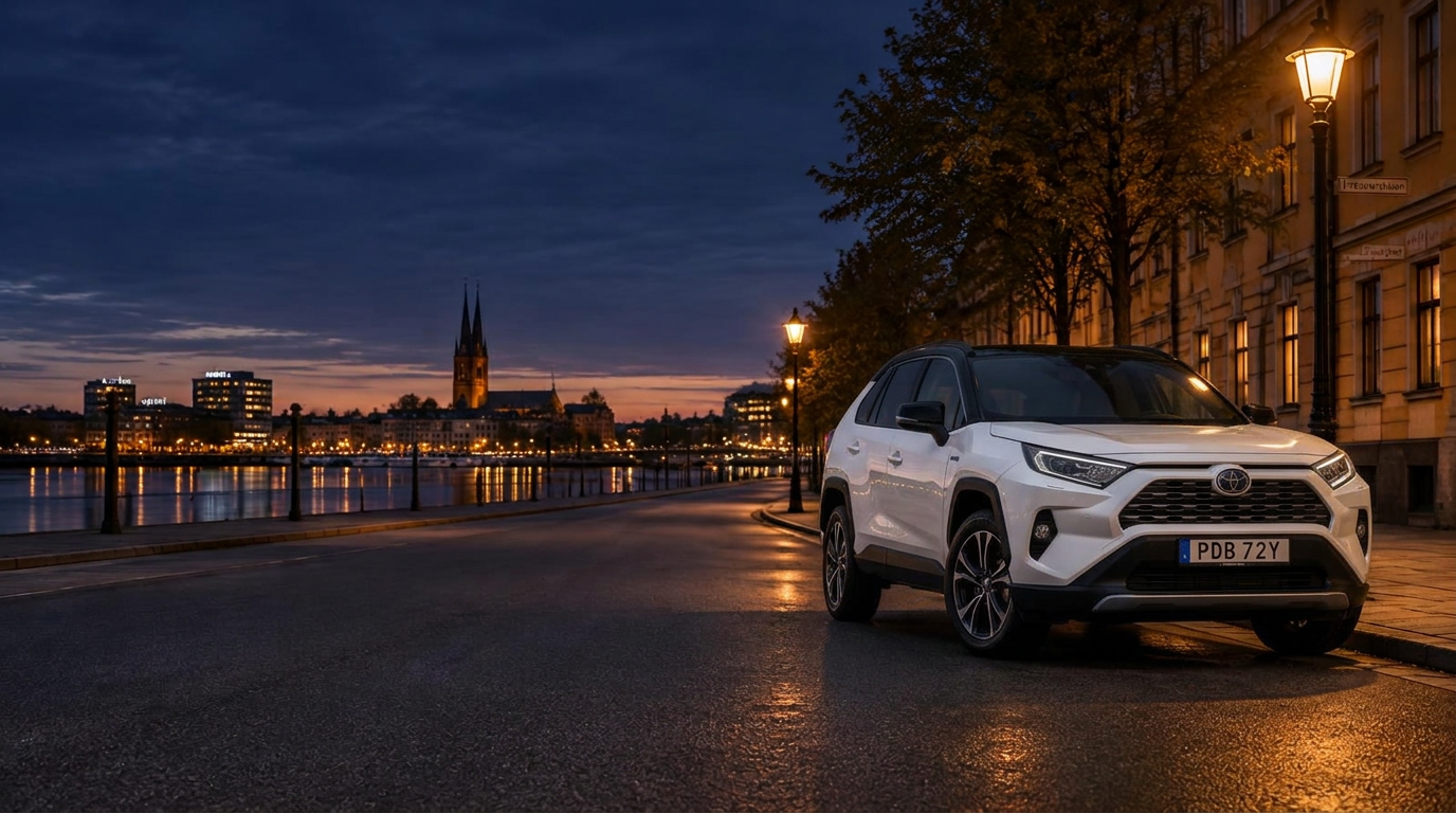 Vit Toyota RAV4 Hybrid 2025 i Västerås